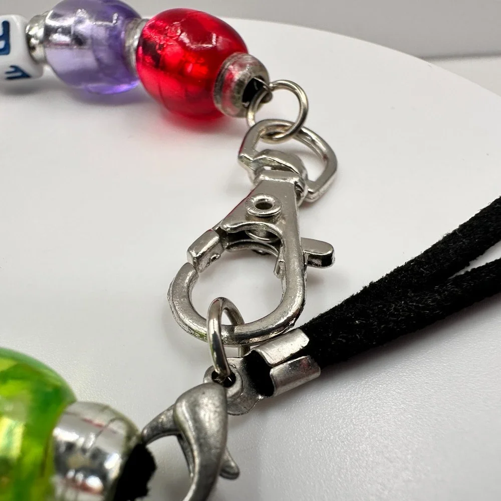 Vintage Y2K Friends Cube Bracelet Acrylic Beaded Silver Tone Women's Jewelry 90s